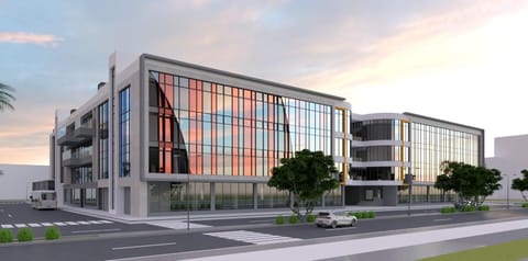Rendering of the new Jeddah International School campus at sunset