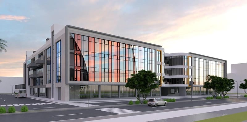 Rendering of the new Jeddah International School campus at sunset