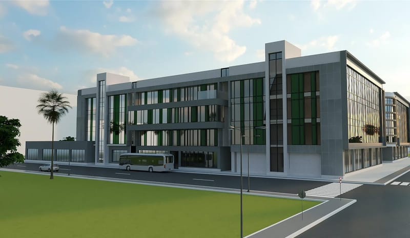 Rendering of the new JIS campus, built by Ideal Union Contracting