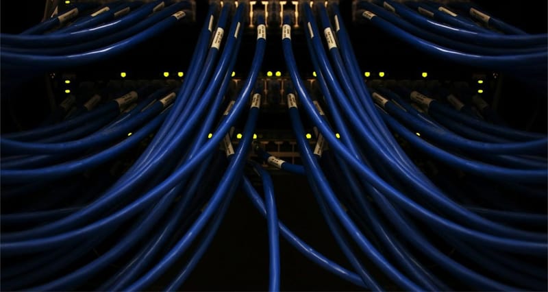 Network cables connected to a switch