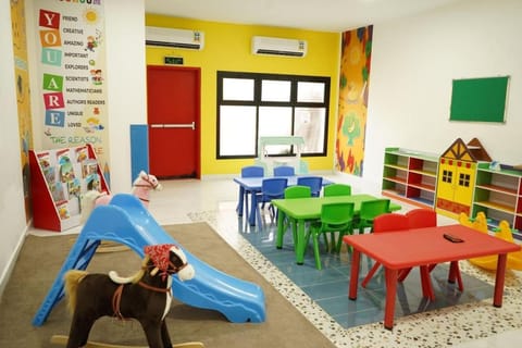 Early years classroom with colourful furniture