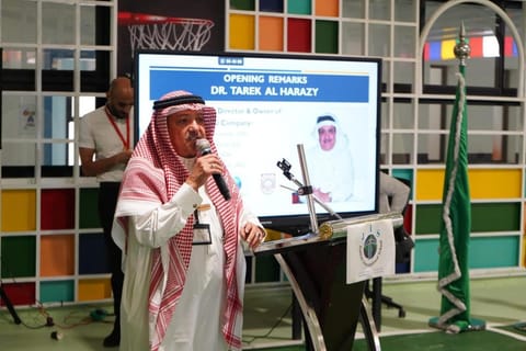 Dr. Tarek Al Harazy giving the opening remarks at Smart International Academy